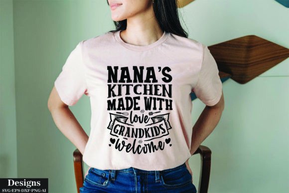 Nana’s Kitchen Made with Love Grandkids Graphics for T-Shirt Designs
