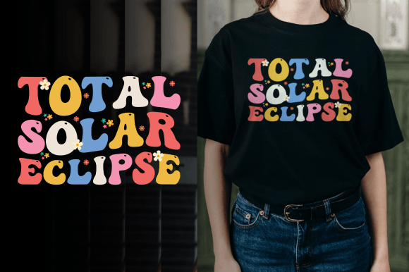 Total Solar Eclipse 2024 Groovy Graphics for T-Shirt Designs